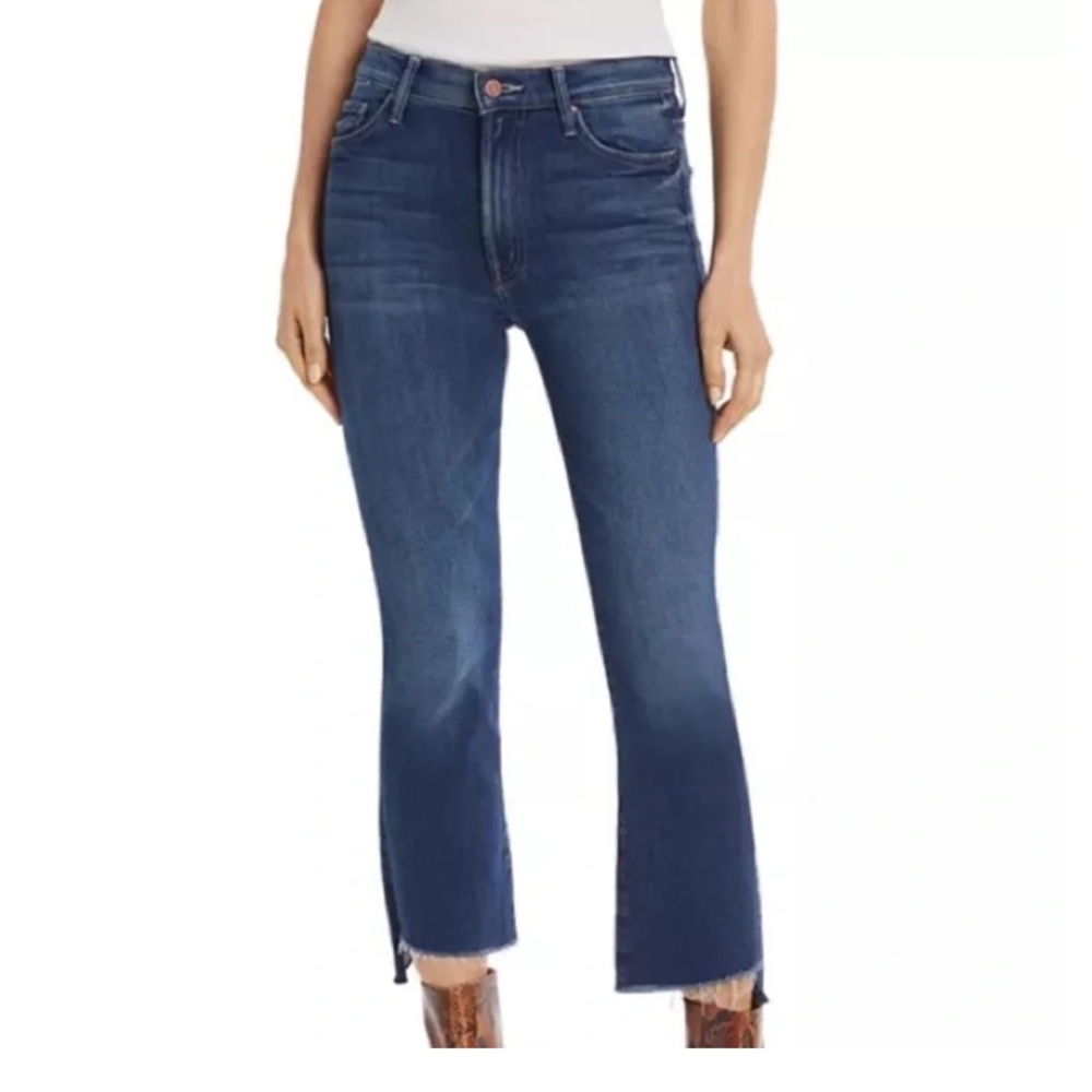 MOTHER Dark Blue Frayed Wide-Leg Jeans